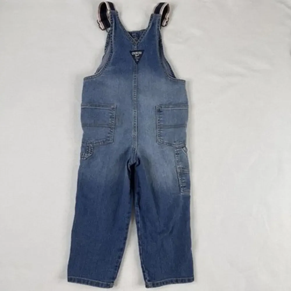 OshKosh Overalls Denim Vestbak Bgosh Boys 4T Blue Stretch Carpenter Jeans